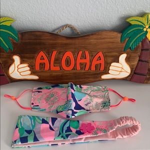 Lilly Pulitzer face mask and headband